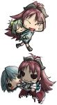  absurdres artist_request blush chitose_yuma green_hair highres long_hair magical_girl mahou_shoujo_madoka_magica mahou_shoujo_oriko_magica miki_sayaka multiple_girls open_mouth ponytail sakura_kyouko skirt smile tagme twintails 