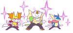  chesnaught delphox greninja kill_la_kill mikisugi_aikurou_(cosplay) no_humans pokemon pokemon_(creature) pokemon_(game) pokemon_xy 