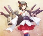  1girl bare_shoulders black_hair breasts detached_sleeves e20 hair_ornament japanese_clothes kantai_collection personification red_eyes short_hair skirt smile yamashiro_(kantai_collection) 