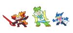  chesnaught delphox greninja kill_la_kill mankanshoku_mako_(cosplay) matoi_ryuuko_(cosplay) mikisugi_aikurou_(cosplay) plainwhite pokemon pokemon_(creature) pokemon_(game) pokemon_xy 