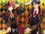  2boys animal_ears black_hair emiya_shirou fate/stay_night fate_(series) hair_ribbon mitsuki_mitsuno monocle multiple_boys orange_hair rabbit_ears ribbon ryuudou_issei 