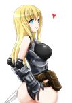  1girl ass blonde_hair blue_eyes breasts elbow_gloves fantasy_earth_zero gloves heart large_breasts long_hair simple_background smile solo sword urokozuki weapon white_background 