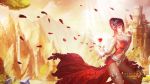  breasts flower hair_ornament highres league_of_angels petals red_eyes redhead rose rose_petals 