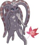  1girl alien blue_eyes chibi grey_skin monster_girl no_nipples original small_breasts smile solo tentacles ueno_petarou zanburg 