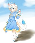 1girl barefoot blue_eyes blush borrowed_character daiha_(setsuka) furry looking_at_viewer original rule_koforia short_hair solo tail 