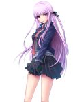  1girl dangan_ronpa gloves highres jacket kirigiri_kyouko kuroma_(atapi) long_hair necktie purple_hair skirt violet_eyes 