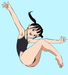  1girl arumi_(arumi-ke) black_hair brown_eyes highleg highleg_swimsuit one-piece_swimsuit original short_hair swimsuit twintails 