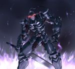  1boy armor arondight berserker_(fate/zero) depo_(typebaby505) fate/zero fate_(series) fire full_armor highres purple_fire solo sword weapon 