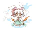  1girl :x animal_ears carrot chibi dual_wielding ghost hairband konpaku_youmu konpaku_youmu_(ghost) neko_yume rabbit_ears short_hair solo touhou white_hair yellow_eyes 