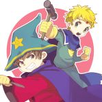  blonde_hair brown_eyes brown_hair cape eric_cartman gloves green_eyes grin hammer hat leopold_stotch robe smile south_park south_park:_the_stick_of_truth yoyterra 