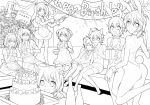  6+boys animal_ears ass bottle bunnysuit cake closed_eyes cup dress fake_animal_ears food gift hands_together happy_birthday horns knees_together_feet_apart leg_up lineart looking_back maid maid_headdress makuro midriff monochrome multiple_boys navel necktie open_mouth original parted_lips party_popper ponytail rabbit_ears sitting sleeping smile streamers tagme thigh-highs translation_request two_side_up wine_glass wink wrist_cuffs zettai_ryouiki 