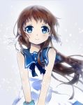  1girl blue_eyes brown_hair highres long_hair mukaido_manaka nagi_no_asukara sailor_dress school_uniform serafuku soul_(ek2244) 