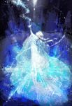  1girl blonde_hair blue_dress braid dress elsa_(frozen) frozen_(disney) ice magic rella single_braid snow snowflakes solo 