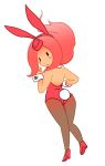  1girl adventure_time animal_ears blush_stickers bunny_tail bunnysuit flame_princess from_behind half_updo long_hair nollety pantyhose pink_hair pumps rabbit_ears solo tail wrist_cuffs 