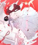  bouquet bra bridal_veil dai_(mebae16) dress falling flower kill_la_kill living_clothes mankanshoku_mako matoi_ryuuko panties scissor_blade senketsu spoilers underwear underwear_only veil wedding_dress white_dress 