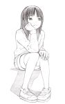  1girl monochrome original shorts sketch solo yoshitomi_akihito 