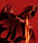  1boy cape hanokage male red_eyes short_hair solo sword umineko_no_naku_koro_ni ushiromiya_battler weapon 