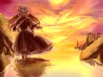  absurdres forte highres remilia_scarlet ruins solo sunset touhou wading water wings 