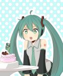  1girl cake food hatsune_miku highres rexlent 