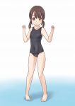  1girl arms_up brown_eyes brown_hair highres low_twintails miyabi_non original school_swimsuit short_hair swimsuit twintails 