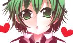  1girl :o blush face green_eyes green_hair heart kotaroukuroo looking_at_viewer open_mouth simple_background solo touhou white_background wriggle_nightbug 