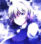  1girl blue blue_eyes breasts face hat highres kotaroukuroo letty_whiterock looking_at_viewer smile solo touhou white_hair 