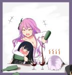  3girls alcohol cup devil_maker dionysus_of_madness drunk hat multiple_girls nyx_of_night rexlent wine wine_bottle wine_glass 