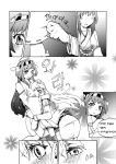  ahoge artist_request comic detached_sleeves female_admiral_(kantai_collection) hairband headgear hug japanese_clothes kantai_collection kongou_(kantai_collection) long_hair monochrome multiple_girls naval_uniform skirt tears translation_request 
