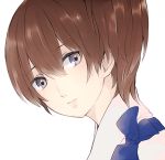  1girl brown_hair japanese_clothes kaga_(kantai_collection) kantai_collection looking_at_viewer multicolored_eyes saki_hajime short_hair side_ponytail simple_background solo white_background 