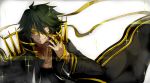  1boy blindfold green_hair kazutake_hazano kill_la_kill male sanageyama_uzu smile solo spikes spoilers uniform 