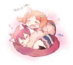  2girls animal_ears blush cat_ears cat_tail closed_eyes copyright_name flower hair_flower hair_ornament kemonomimi_mode multiple_girls open_mouth orange_hair redhead sakura_trick school_uniform short_hair skirt sleeping sonoda_yuu tail takayama_haruka tarabagani zzz 