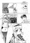  artist_request cold comic female_admiral_(kantai_collection) kantai_collection monochrome naval_uniform saber_(weapon) salute scarf shinkaisei-kan sword translation_request weapon 