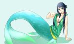  1girl arm_support breasts fukami_nana long_hair mermaid monster_girl nawoto_oota original smile solo 