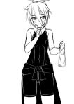  1girl looking_at_viewer meian monochrome original popsicle shirakami_itsuki simple_background sketch solo white_background 