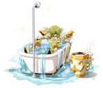 1girl arai_nobu armor bathtub female gallia_(saint_seiya_omega) green_hair partially_submerged saint_seiya saint_seiya_omega shower solo water 