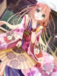  1girl character_request fan japanese_clothes kentaurosu kimono original solo 