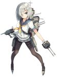  aa_gun artist_request blue_eyes cannon closed_mouth gloves grey_skirt hair_ornament hair_over_one_eye hamakaze_(kantai_collection) kantai_collection looking_at_viewer official_art pantyhose pleated_skirt short_hair short_sleeves silver_hair skirt thigh_strap torpedo transparent_background turret white_gloves 