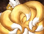  1girl blonde_hair fox_tail hat multiple_tails mumumu solo tail touhou yakumo_ran yellow_eyes 