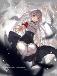  1girl dress highres long_hair looking_at_viewer outstretched_hand pink_eyes pixiv_fantasia pixiv_fantasia_fallen_kings silver_hair solo swd3e2 thigh-highs 