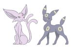  espeon facial_mark forehead_mark iahfy lowres neon_trim no_humans pokemon pokemon_(creature) pokemon_(game) red_eyes split_tail umbreon 