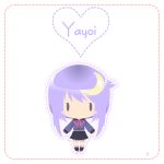  1girl alice4127 blush character_name chibi crescent_hair_ornament hair_ornament heart kantai_collection long_hair purple_hair ribbon violet_eyes yayoi_(kantai_collection) 