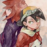  2boys bangs goggles goggles_on_head gold_(pokemon) multiple_boys pokemon pokemon_special redhead silver_(pokemon) yapo_(mess) 