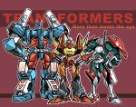  3boys drift mecha multiple_boys robot rodimus science_fiction simple_background transformers ultra_magnus 