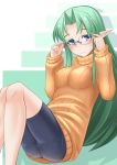  1girl blush borrowed_character breasts enemia_(nire_nanaki) glasses green_hair long_hair meian original solo 