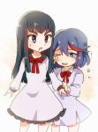  2girls black_hair blue_eyes dress kill_la_kill kiryuuin_satsuki kohane_(633975) long_hair matoi_ryuuko multiple_girls open_mouth ribbon siblings spoilers tears young 