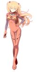  1girl absurdres blue_eyes blush boltiji hand_on_hip highres long_hair looking_at_viewer neon_genesis_evangelion orange_hair plugsuit signature simple_background solo souryuu_asuka_langley white_background 