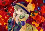  1girl bow hat hat_bow heart komeiji_koishi shiroma_(mamiko) solo third_eye touhou traditional_media watercolor_(medium) wide_sleeves 
