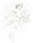  1girl monochrome original short_hair sketch skirt solo yoshitomi_akihito 