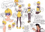  adelie_(space_dandy) artist_request blonde_hair dandy_(space_dandy) highres qt_(space_dandy) red_eyes small_breasts space_dandy translation_request vacuum_cleaner 