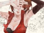  bad_id bitte breasts brown_hair hands highres lips meiko nail_polish red red_eyes short_hair solo vocaloid wallpaper 
